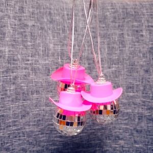 Handmade rearview disco ball cowboy hat hanging accessories